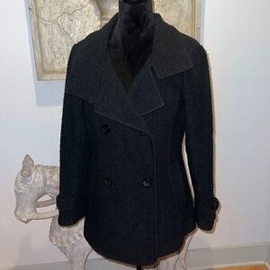 BNCI by Blanc Noir black‎ double breasted pea coat Sz S